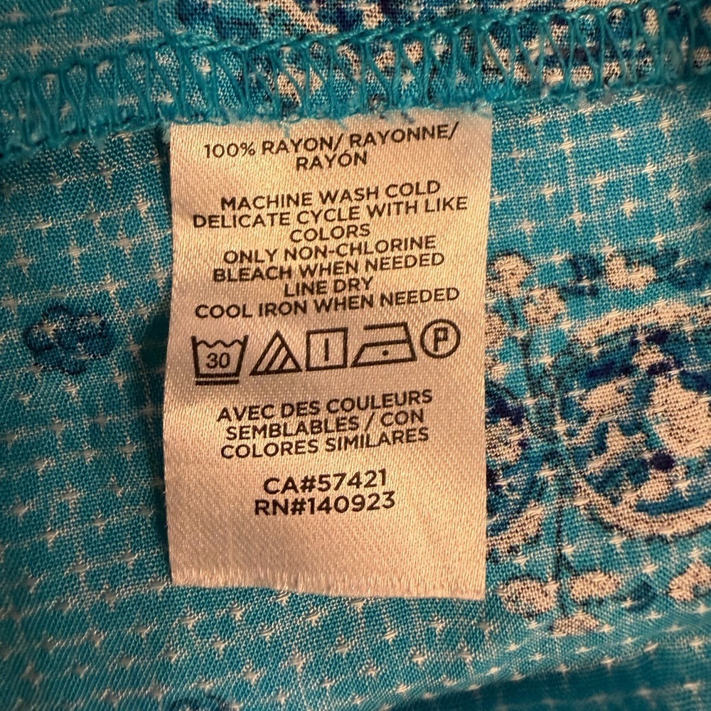 LOFT Teal Blue Paisley Boho A-Line Skirt XL Flowy Indie Feminine Coastal Grandma - Picture 6 of 6